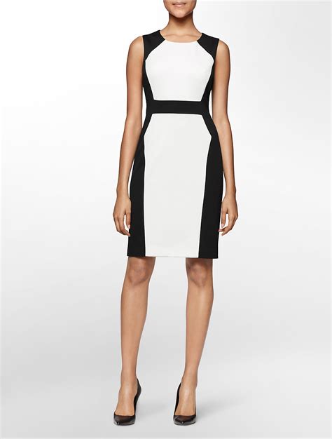 calvin klein white black dress